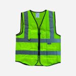 SPARTAN GUARD SAFETY VEST 120GSM, FABRIC/MESH MULTI POCKET ZIPPERED GREEN