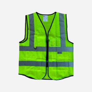 SPARTAN GUARD SAFETY VEST 120GSM, FABRIC/MESH MULTI POCKET ZIPPERED GREEN