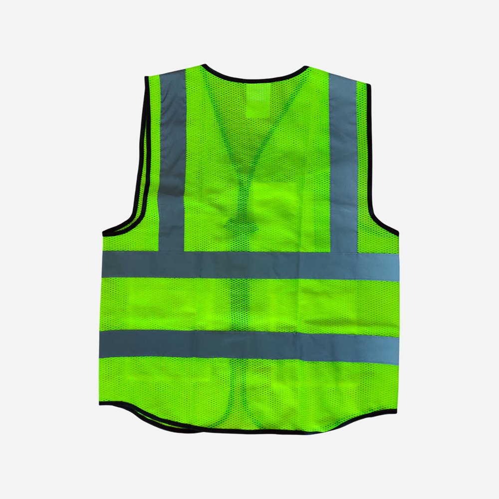 SPARTAN GUARD SAFETY VEST 120GSM, FABRIC/MESH MULTI POCKET ZIPPERED GREEN - Image 2