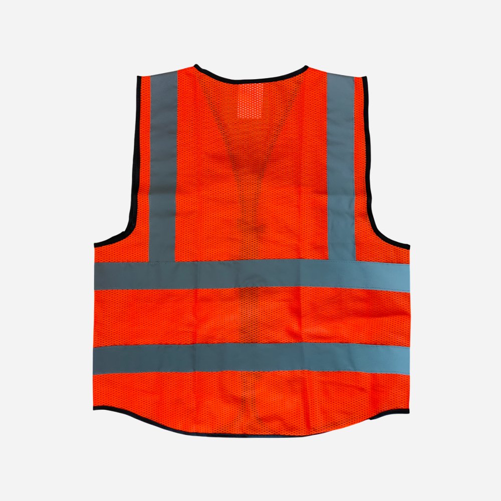 120GSM, FABRIC/MESH MULTI POCKET ZIPPERED ORANGE SPARTAN GUARD SAFETY VEST - Image 2